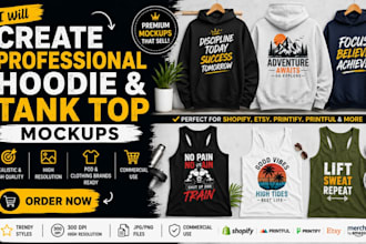 create professional hoodie and tank top mockups for print on demand brands