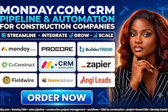 set up monday CRM sales pipeline automation construction project based business