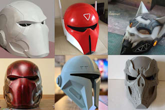 sculpt, 3d print and paint custom 3d mask 3d helmet anime mask cosplay armor stl