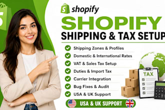 setup shopify shipping and tax, domestic and international