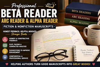 professional beta reading, arc reader, alpha reader for fiction and nonfiction