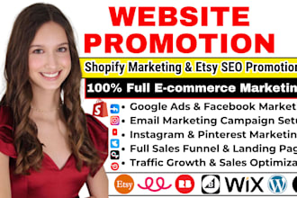 website promotion etsy seo shopify marketing social medial marketing google ads