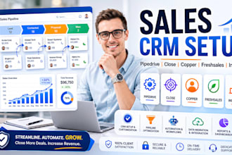 setup your sales CRM in ghl, pipedrive, close, copper, freshsales or insightly