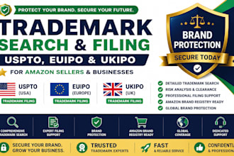 trademark search and filing uspto, euipo, ukipo for amazon brand protection