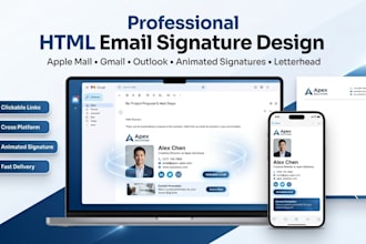design HTML email signature apple mail letterhead email footer animated signatur