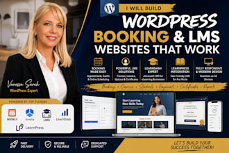 build wordpress booking website bookly amelia lms learndash learnpress website