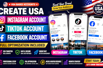create usa instagram account, usa tiktok account, usa facebook with optimization