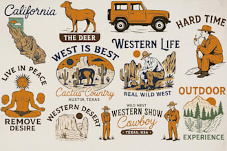 create illustration vintage style western, cowboy