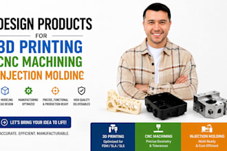 design product design for 3d printing, cnc, and injection molding