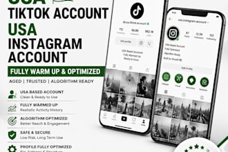 usa tiktok account, usa instagram account fully warm up and optimized