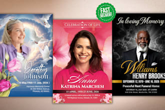 design elegant obituary program, funeral program, funeral flyer very fast
