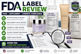 review fda food, supplement and cosmetic labels for compliance