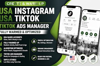 create and warm up usa instagram account, usa tiktok account, tiktok ads manager