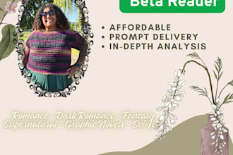 beta read your romance or fantasy novel