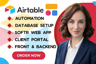 build airtable database, softr client portal, softr web app, automation workflow