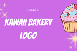 design cute kawaii bakery and food brand logo