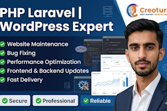 provide website maintenance, updates and bug fixes for PHP laravel