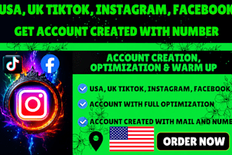 create usa tiktok account, usa instagram account with full warm up