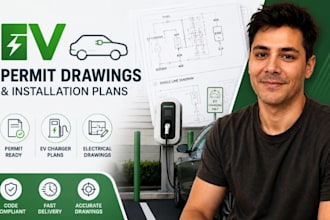 ev permit drawings, ev charger installation plan, ev electrical drawings cad