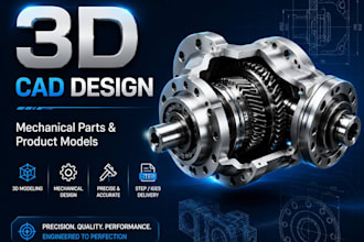 design 3d cad models, mechanical parts product design for manufacturing