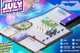 design a custom 3d isometric festival map or event map