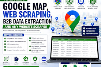 scrape google map, web scraping, b2b data extraction and any website scraper