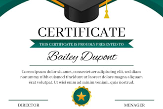 design professional certificates, diplomas, awards, transcript template in 24hrs