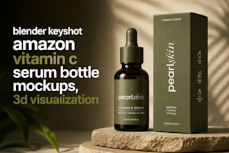 do blender keyshot amazon vitamin c serum bottle mockups, 3d visualization