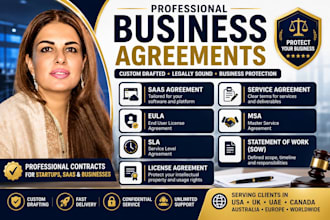 draft saas agreement, service agreement, eula, msa, sla, license agreement, sow
