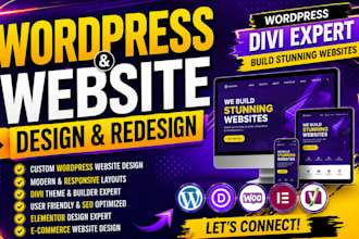design wordpress website with elementor divi wordpress wordpress website design