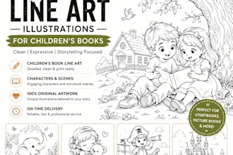 draw beautiful line art and watercolor scenes for your children book