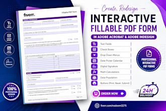 create, redesign interactive fillable pdf form in adobe acrobat, adobe indesign