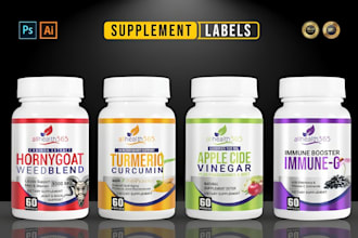 design premium supplement label, gummies packaging and product label design