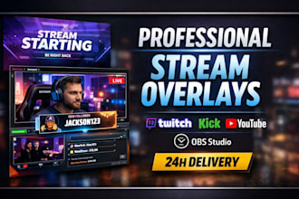 design and setup professional stream overlays for gamers and streamers