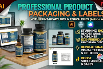 design product packaging and labels with print ready box pouch files adobe in ai