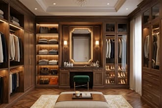 do custom realistic wardrope vanity, walk in closet millwork shop drawing