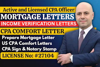 prepare mortgage letter, CPA comfort letter, US certified public accountant