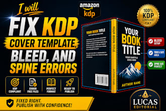 fix KDP cover template, bleed, and spine errors
