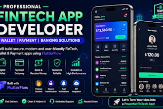 develop a fintech app, wallet and payment apps, flutterflow mobile app developer