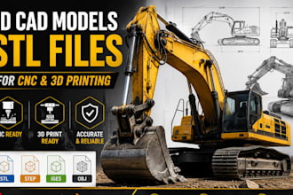 create stl files, 3d cad models for cnc and 3d printing in solidworks, blender