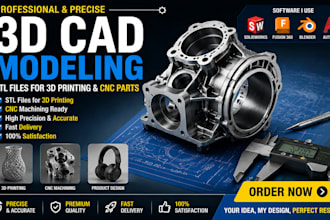 create stl files, 3d cad models for cnc and 3d printing in solidworks, blender