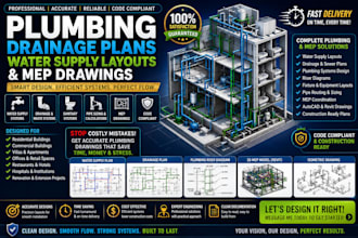 create plumbing drainage plans water supply layouts and mep drawings