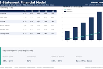 build a dynamic 3 statement financial model for your business
