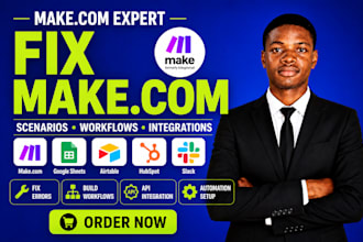fix make com automation, repair broken scenario and api errors