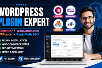 setup elementor, woocommerce, wpforms, rank math SEO and wordpress plugin