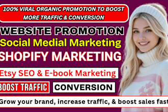 boost shopify sales etsy seo website marketing book promotion social medial ads