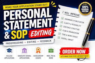 edit, proofread and improve your personal statement, sop or admissions essay