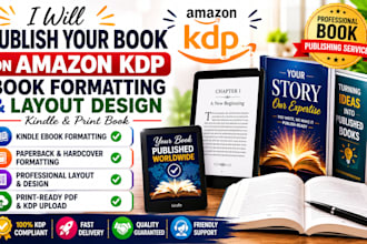 publish book on amazon kindle kdp, book formatting and layout design, print book