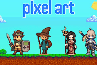 design custom pixel art game assets, tilesets, and environments