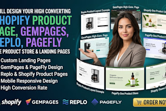 do shopify product page, gempages, replo landing page, pagefly one product store